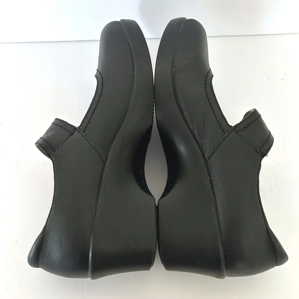 Alegria Ella Mary Jane Womens 38 US 8 Black Leather Shoes Wedge Rocker ELL-601